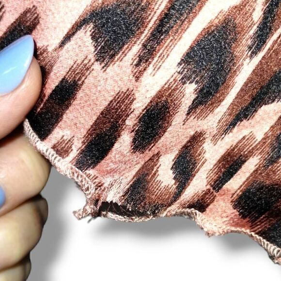 Peyton Jenson Women's Pleated Skirt Midi Animal Print Peach Brown Elastic Waist‎ - Picture 6 of 8